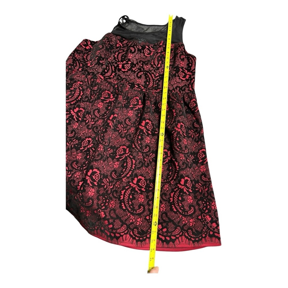 Trixxi Velvet Lace Print Mesh panel fit and flare Flocked Skater Dress Size 3X - Picture 5 of 9